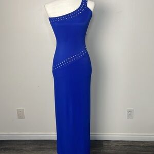 Blue Dress Long Dress One Shoulder Size Medium Disco Style